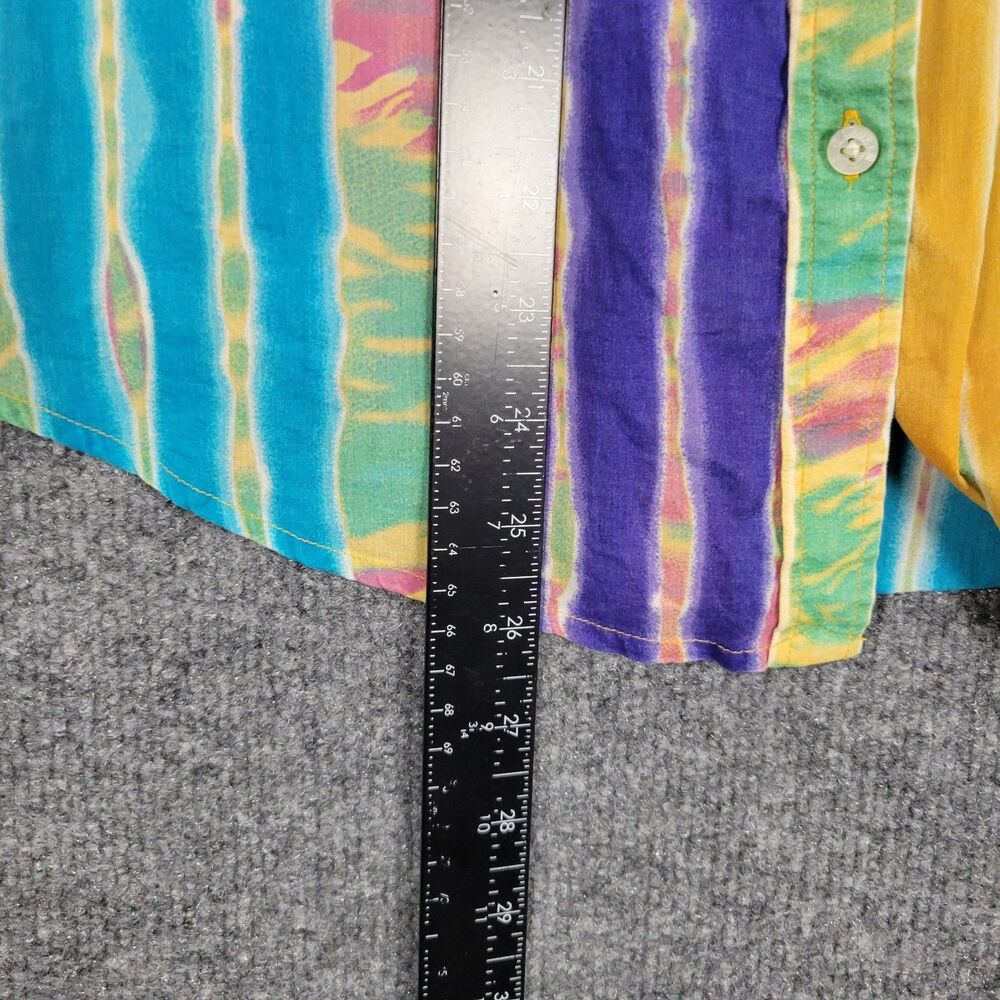 LAUREN RALPH LAUREN Rainbow Striped Button Up Top Airy Summer Pride SIZE MEDIUM - Picture 7 of 10